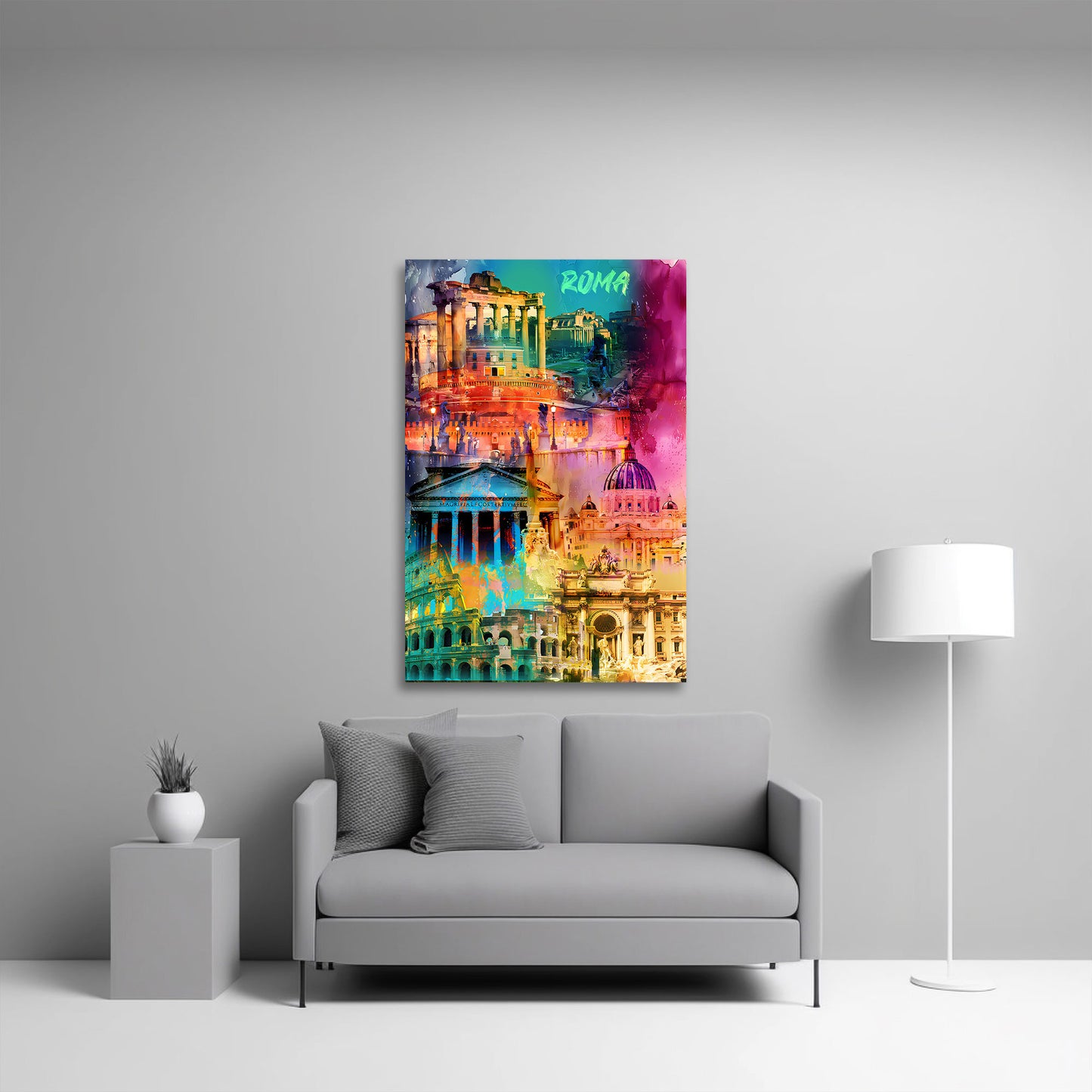 Quadro città Roma monumenti storici colosseo pantheon