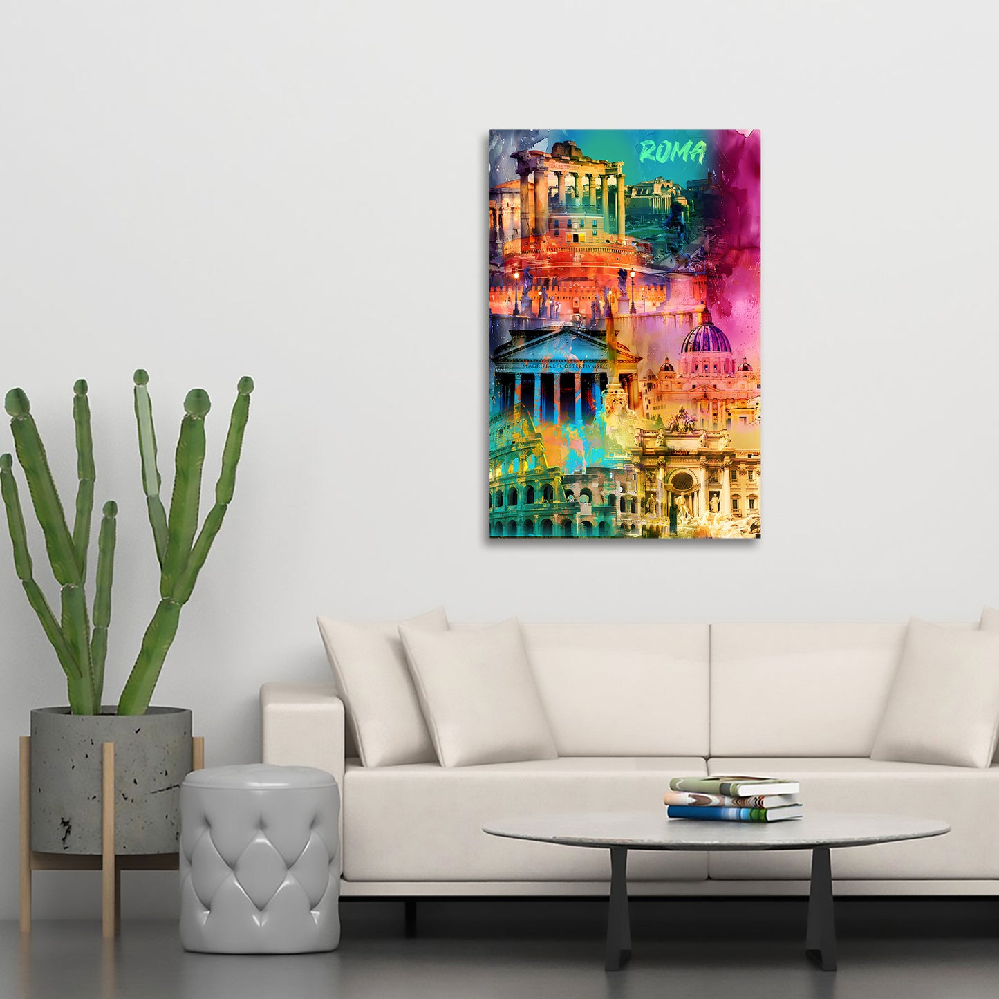 Quadro città Roma monumenti storici colosseo pantheon