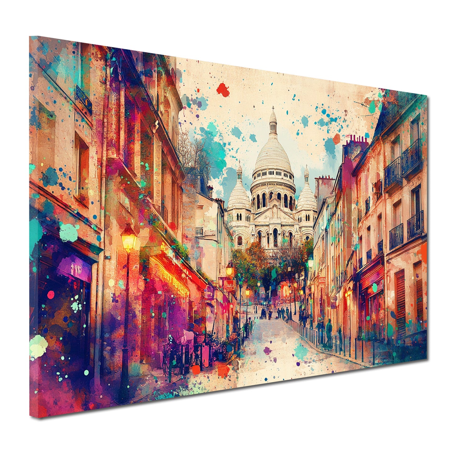 Quadro città astratto Parigi Sacré-Cœur Pop Art colorato