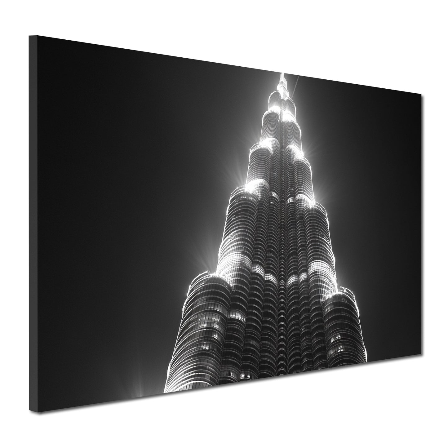 Quadro città dubai burj khalifa architettura bianco e nero prospettiva notturna