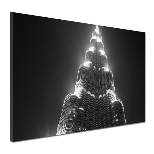 Quadro città dubai burj khalifa architettura bianco e nero prospettiva notturna