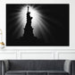 Quadro città new york statua della libertà bianco nero raggi di luce