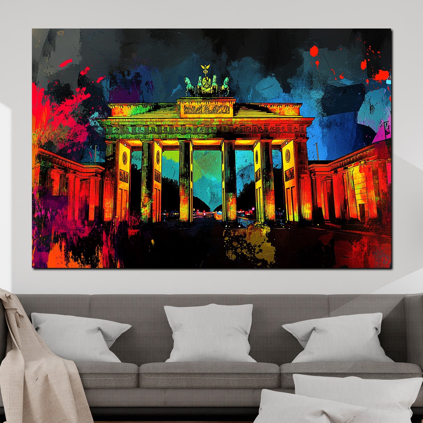 Quadro città pop art berlino porta di brandeburgo colorato luminoso