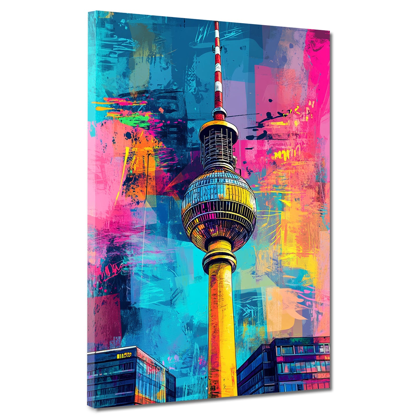 Quadro città pop art berlino torre della televisione colorato