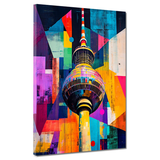 Quadro città pop art berlino torre della televisione geometrico colorato