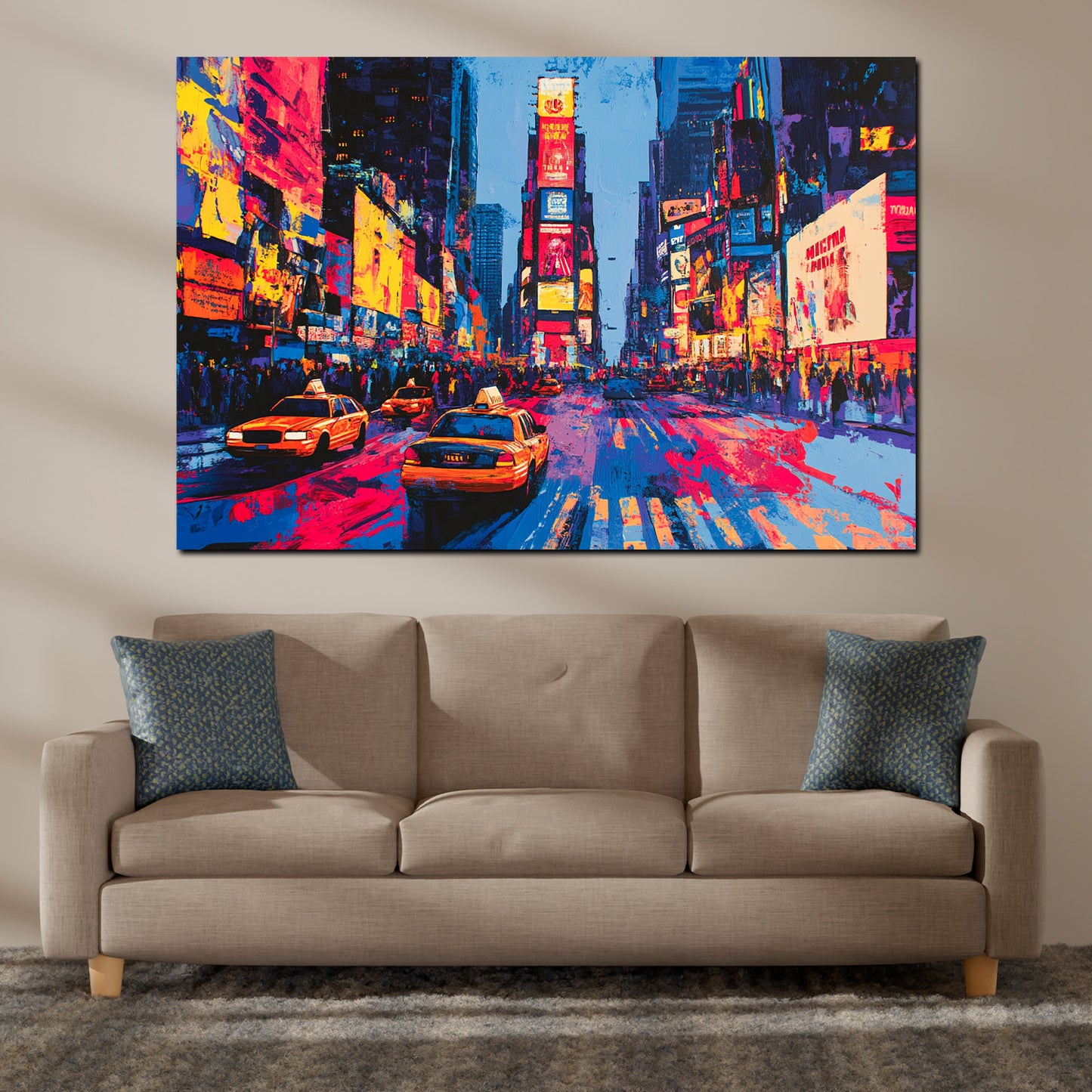 Quadro città pop art new york times square taxi colorato