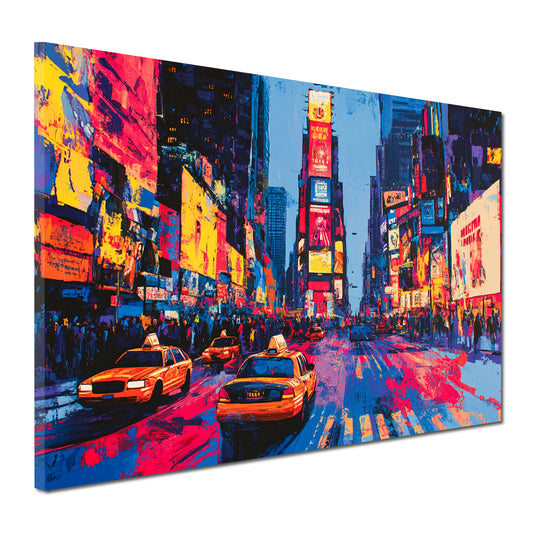 Quadro città pop art new york times square taxi colorato
