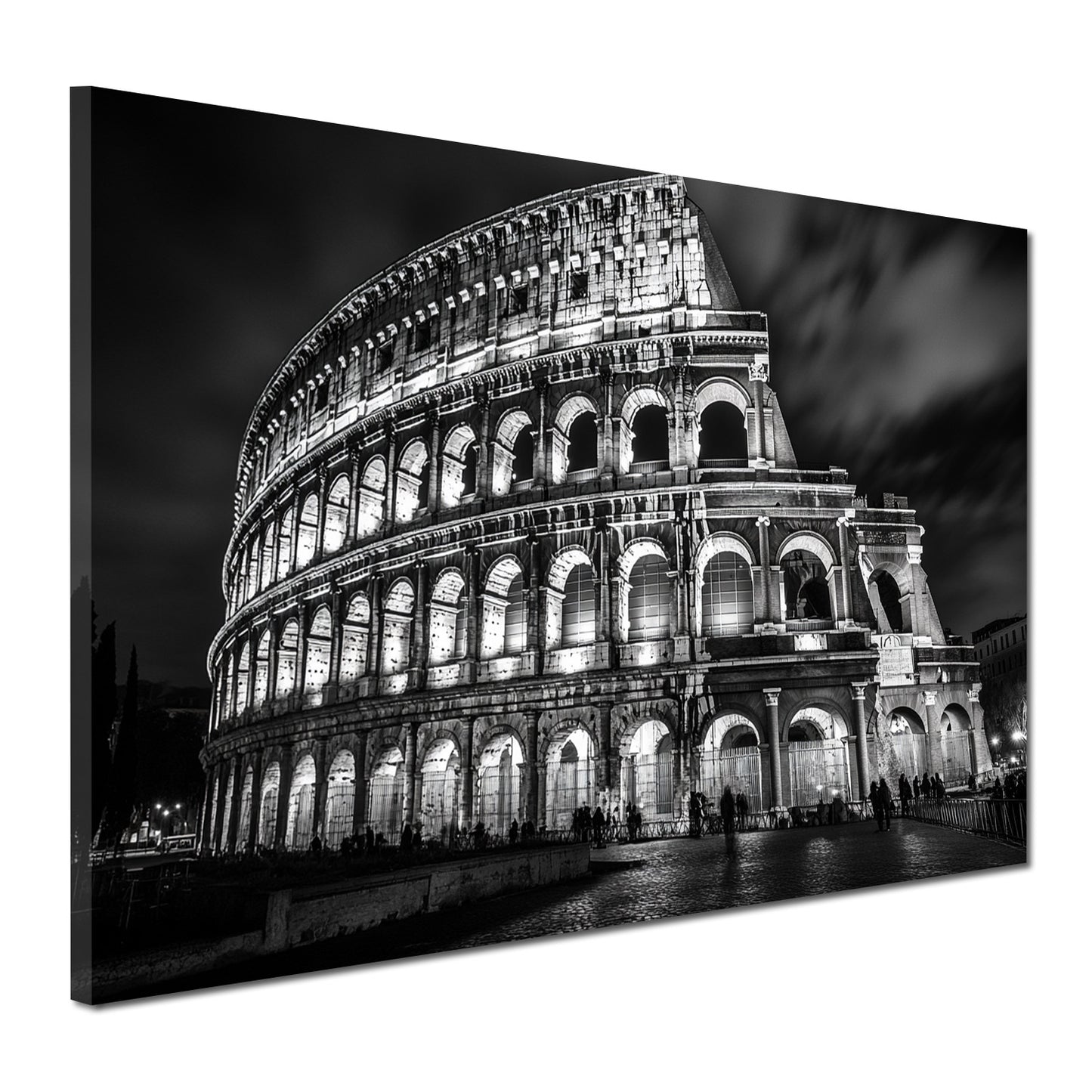 Quadro città roma colosseo architettura notturna bianco e nero storico