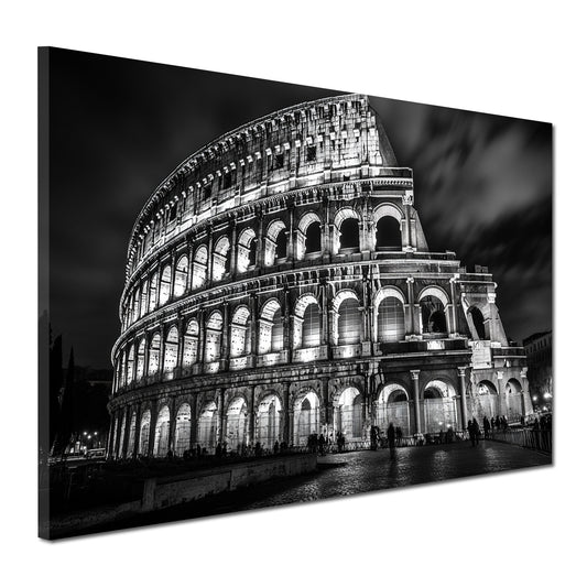Quadro città roma colosseo architettura notturna bianco e nero storico