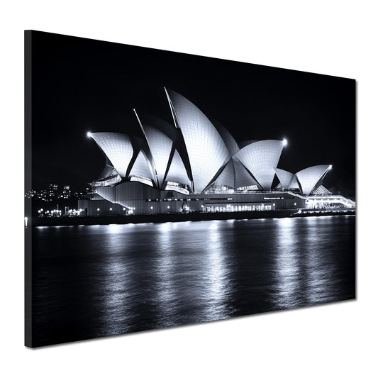 Quadro città sydney opera house notte architettura riflesso sull'acqua
