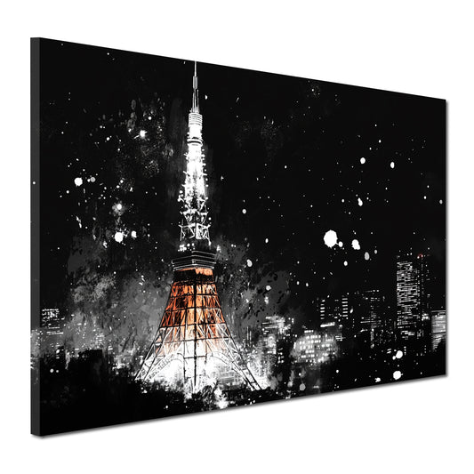 Quadro città tokyo torre notte skyline giochi di luce