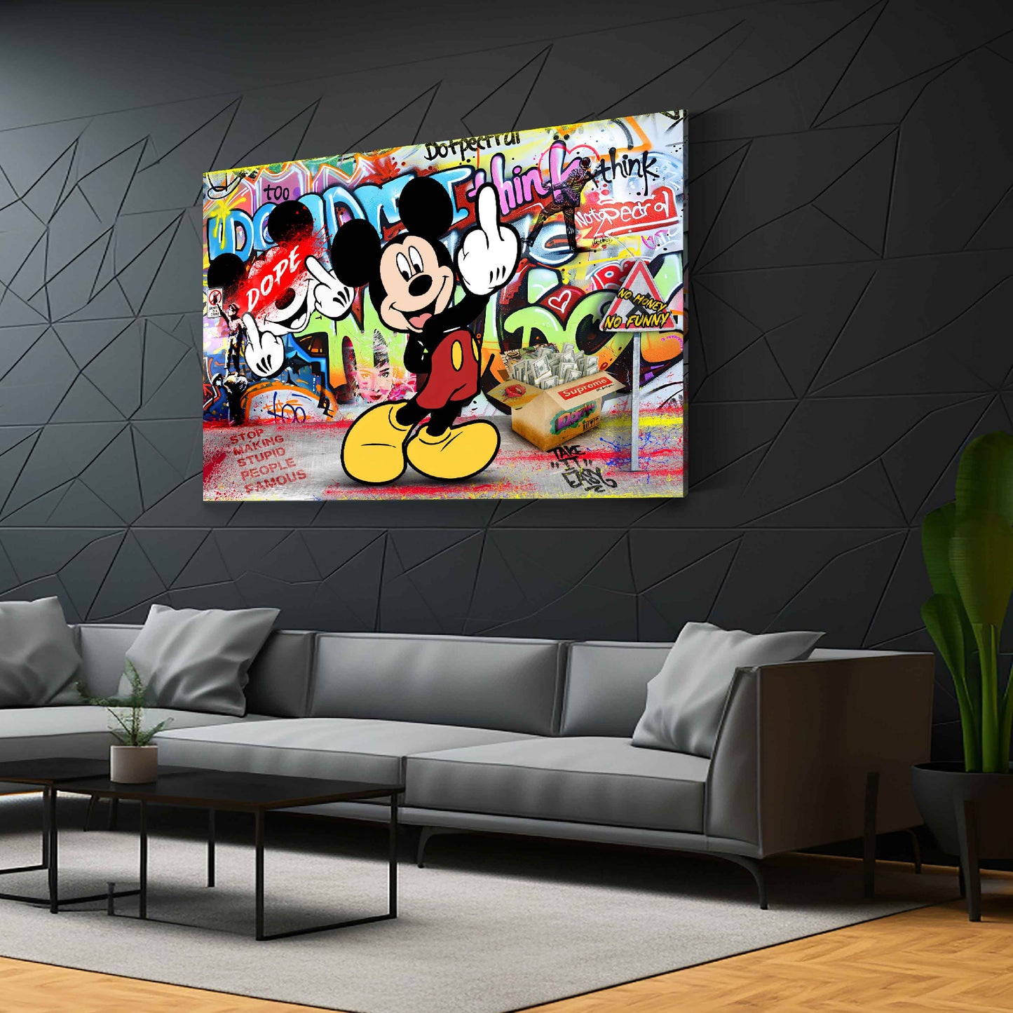 Quadro comic topo street art provocazione critica sociale moderno