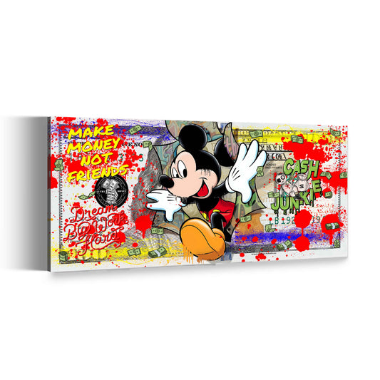 Quadro comic topolino pop art soldi motivazione successo