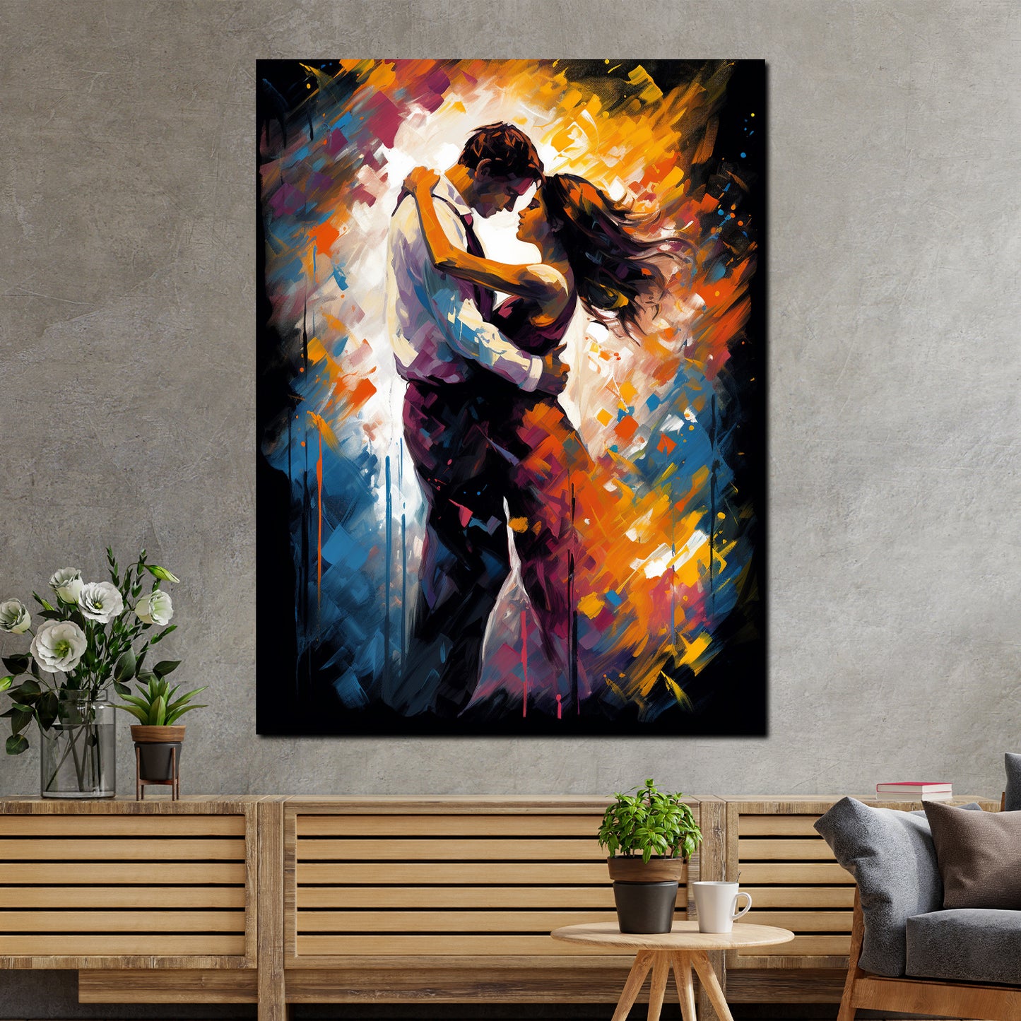 Quadro coppia amore danza astratto colorato moderno