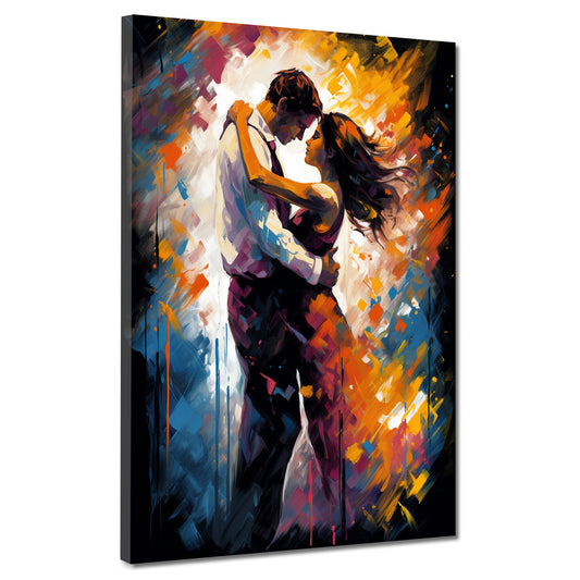 Quadro coppia amore danza astratto colorato moderno