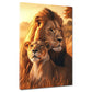 Quadro coppia di leoni savana tramonto forza natura