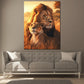 Quadro coppia di leoni savana tramonto forza natura