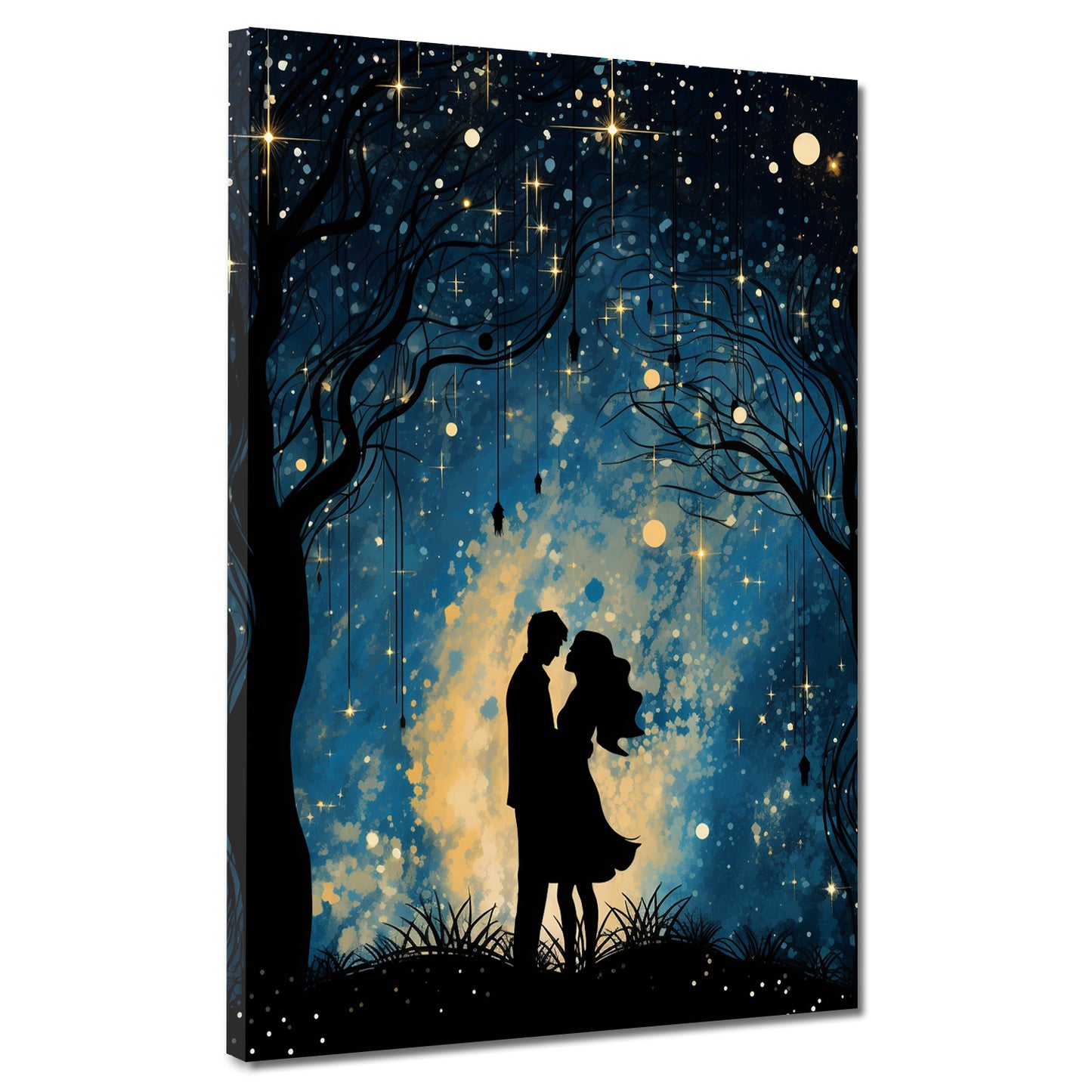 Quadro coppia innamorata notte stelle romanticismo