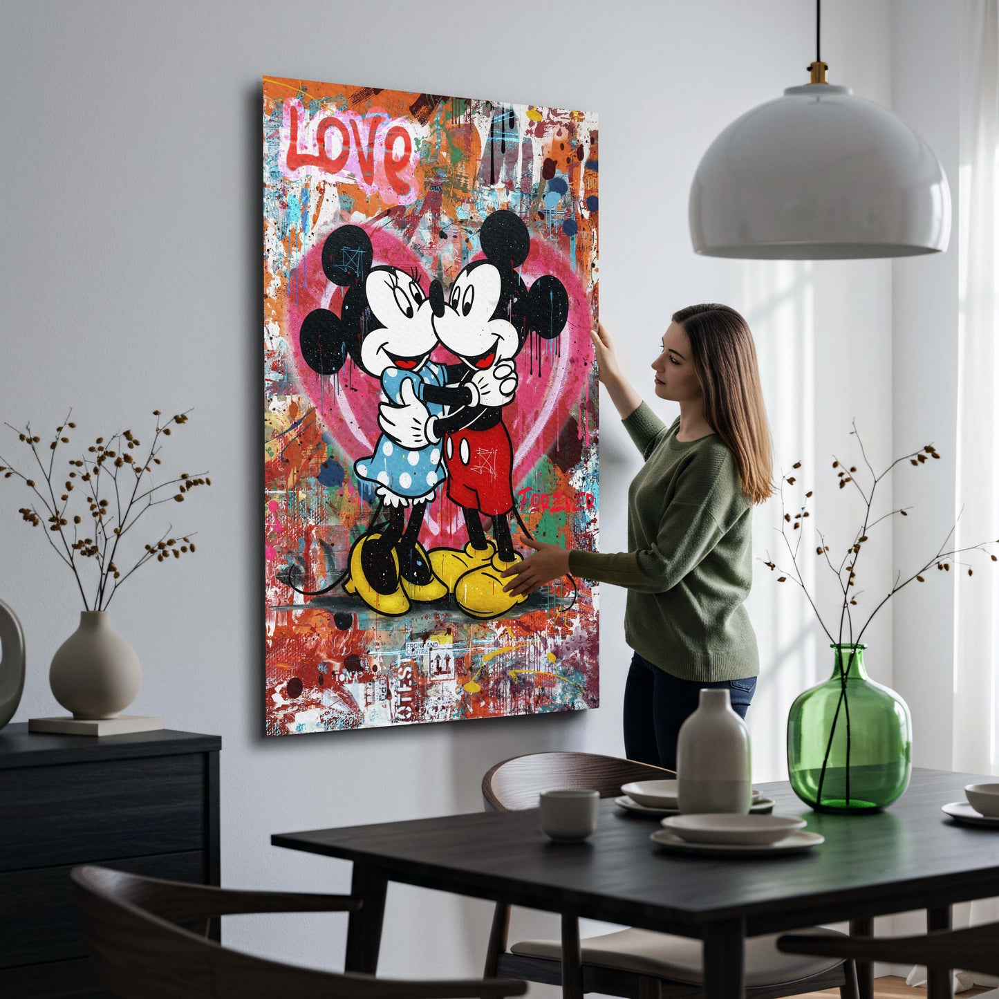 Quadro coppia topolini amore pop art street art colorato moderno