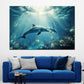 Quadro delfini oceano luce sottomarina natura serenità