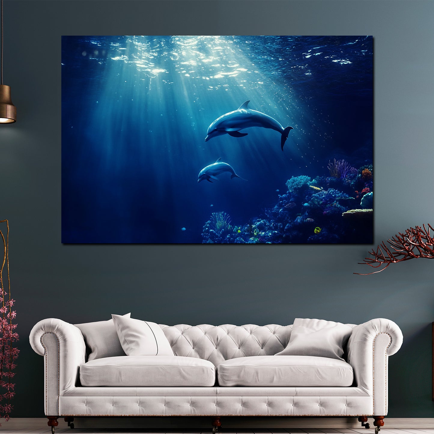 Quadro delfini profondità oceano calma marina