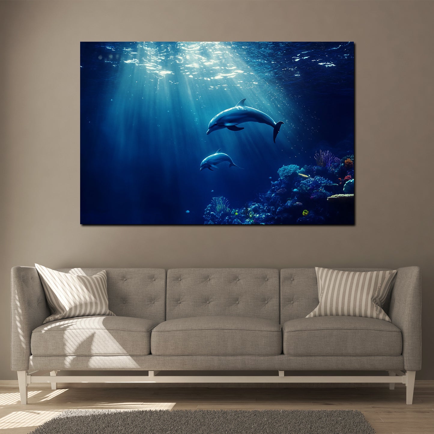 Quadro delfini profondità oceano calma marina