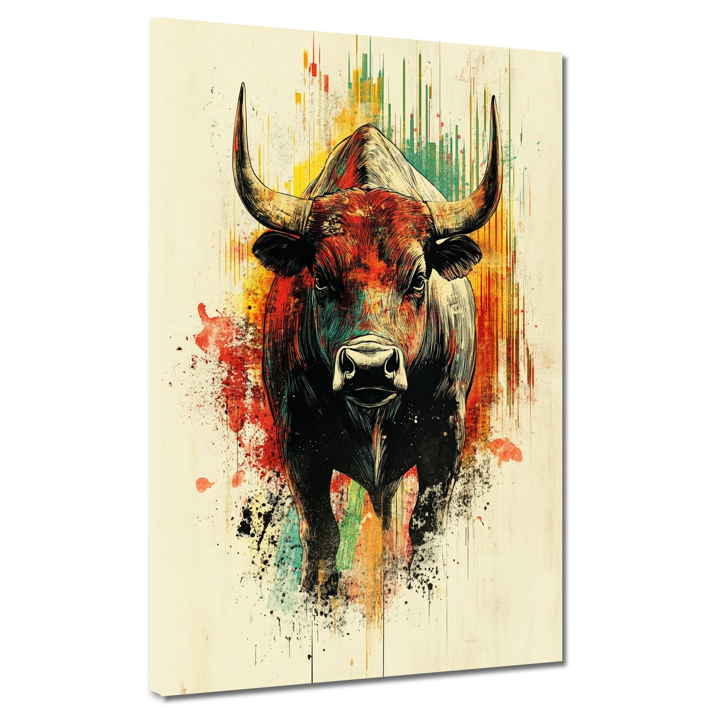 Quadro denaro e successo borsa toro colorato motivazione