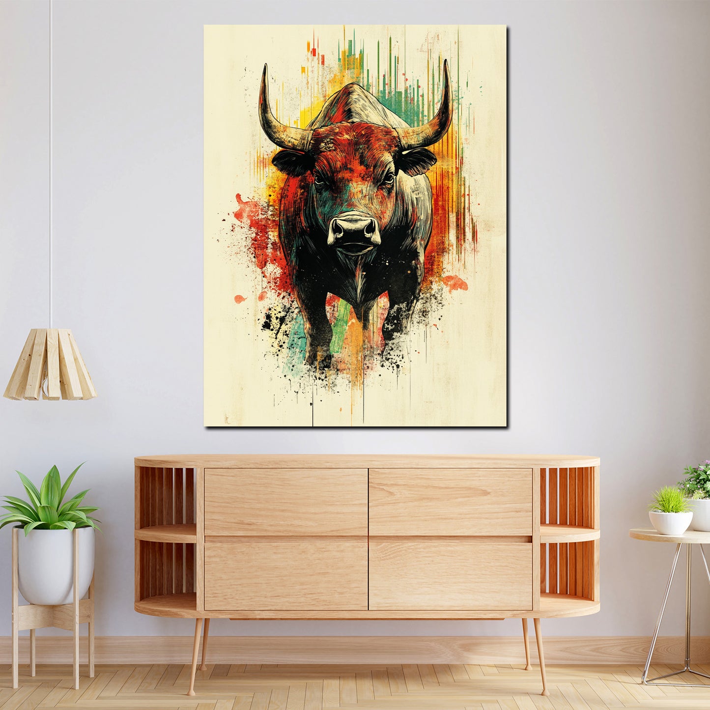 Quadro denaro e successo borsa toro colorato motivazione