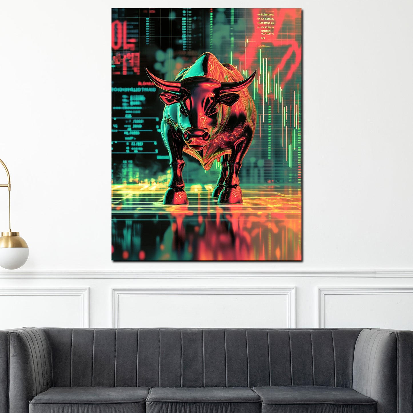 Quadro denaro e successo toro borsa moderno motivazione