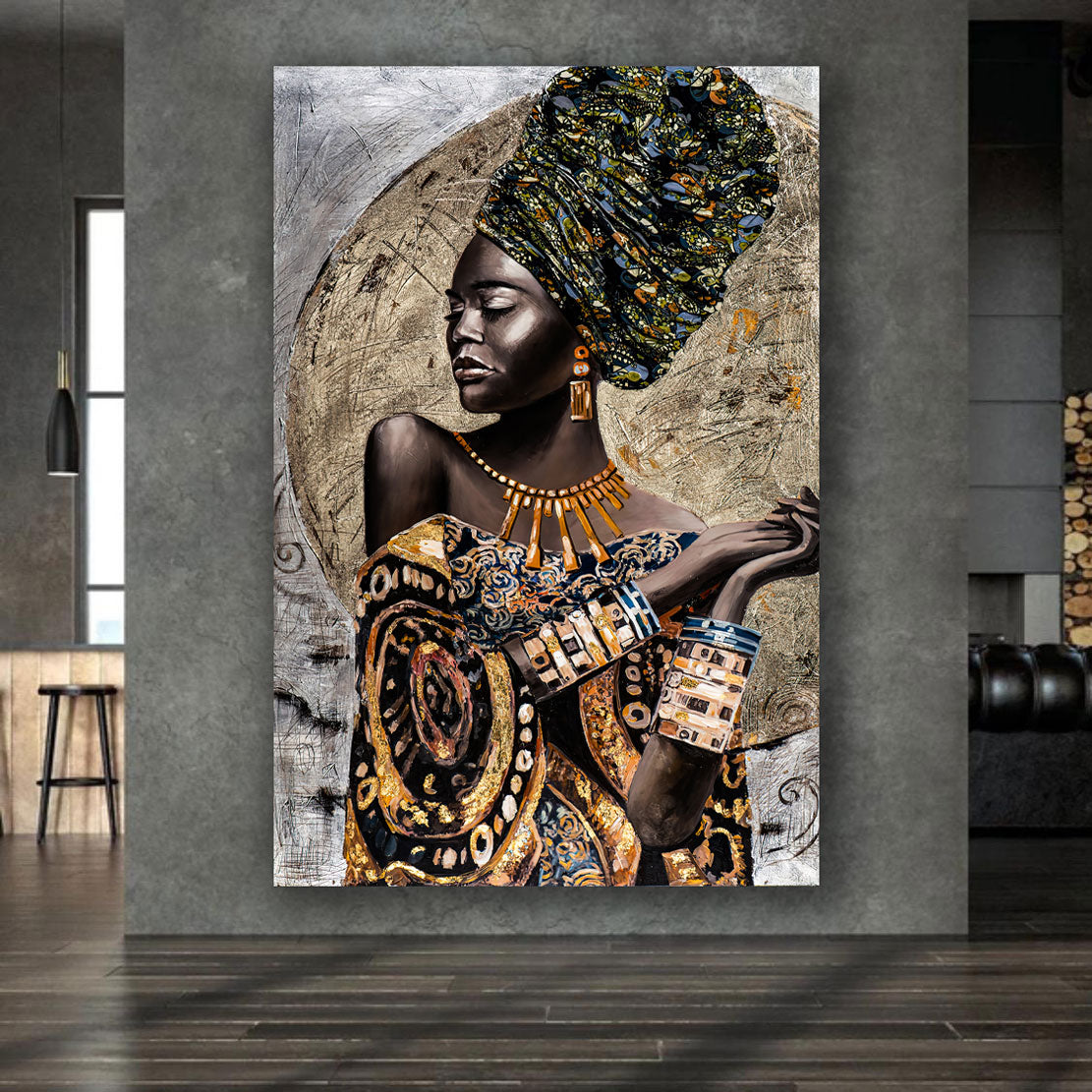 Afrikanischer Schönheits-Art-Afrikaner-Leinwand-Druck-Bild
