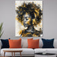 Quadro donna africana con cuffie oro moderna ed elegante
