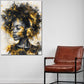 Quadro donna africana con cuffie oro moderna ed elegante