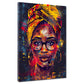Quadro donna africana moderna con occhiali e turbante stile pop art