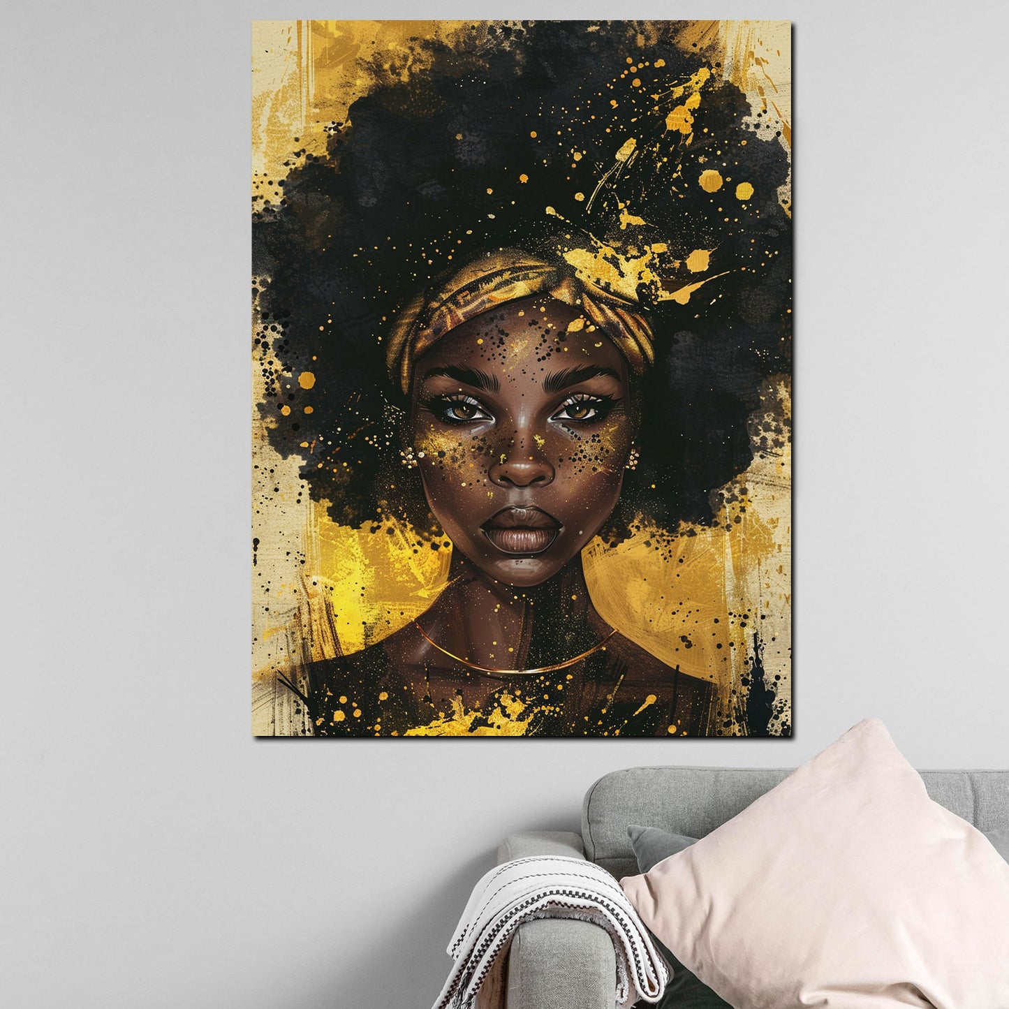 Quadro donna afroamericana oro arte moderna