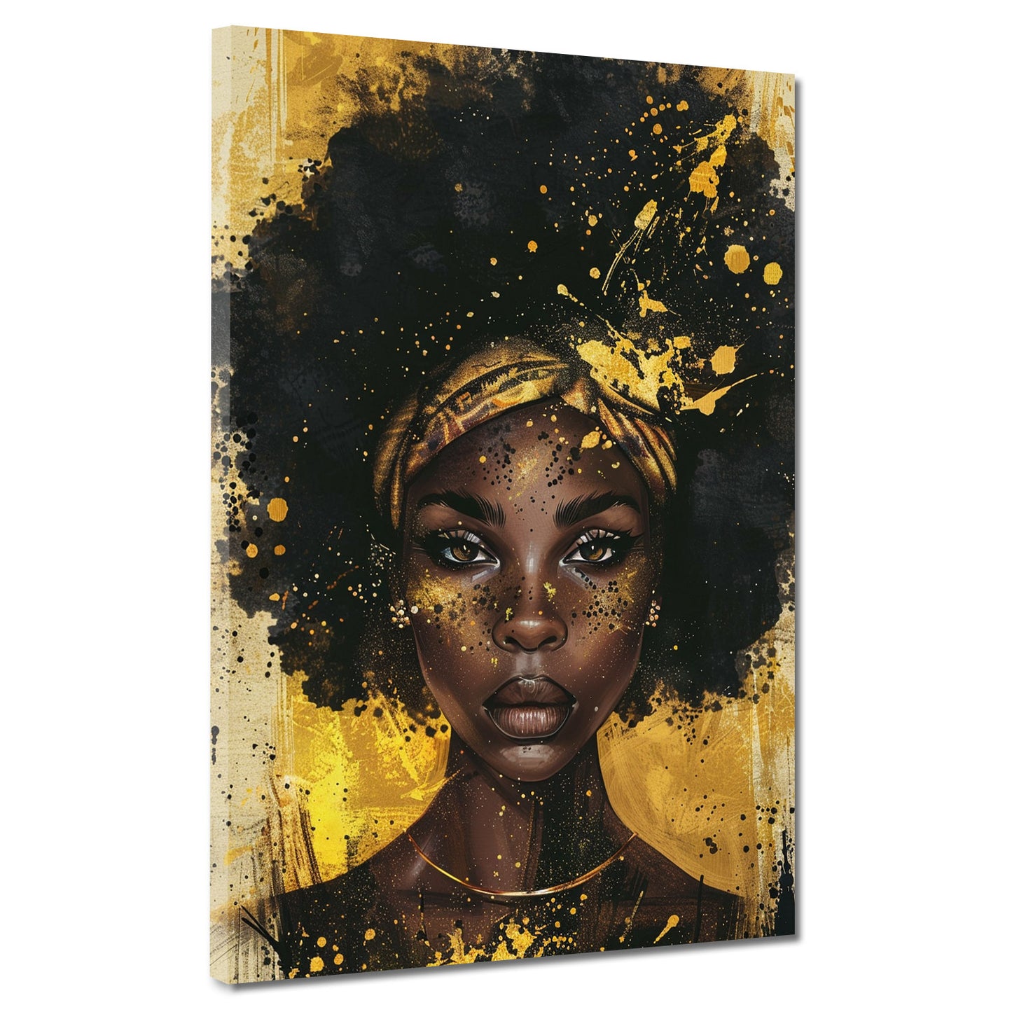 Quadro donna afroamericana oro arte moderna