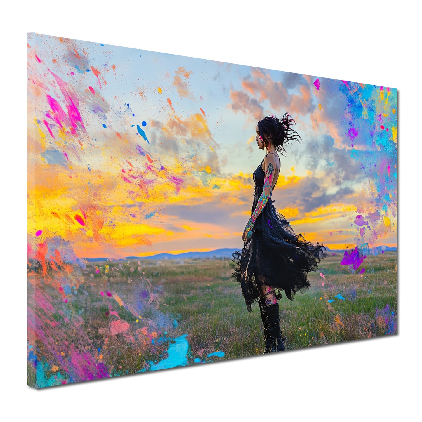 Quadro donna al tramonto pop art vivace moderno