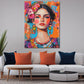Quadro donna con fiori colorato pop art moderno vivace