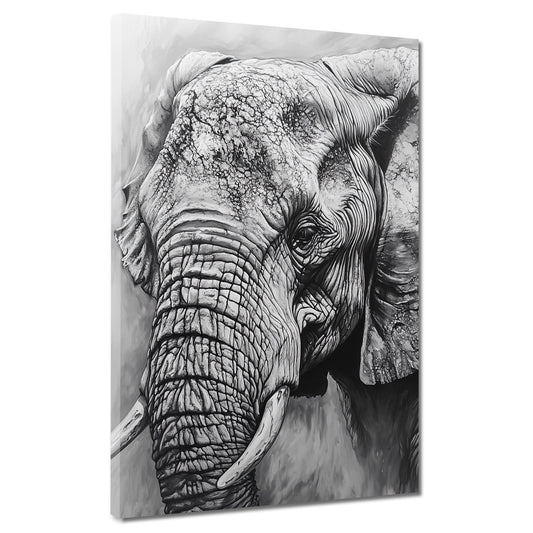 Quadro elefante bianco nero ritratto forza saggezza natura