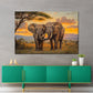 Quadro elefanti tramonto africa savana natura legame armonia