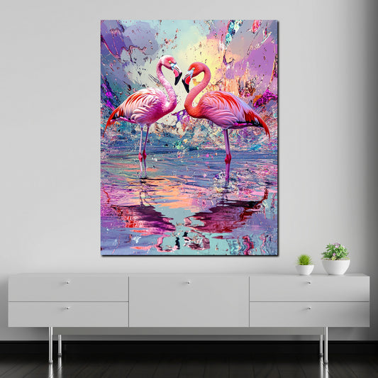 Quadro fenicotteri Pop Art amore colori riflesso moderno