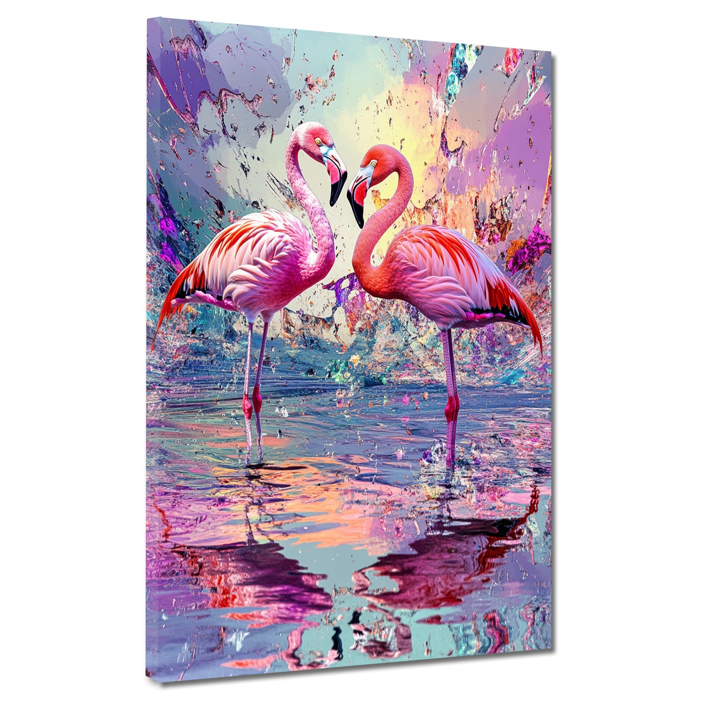 Quadro fenicotteri Pop Art amore colori riflesso moderno