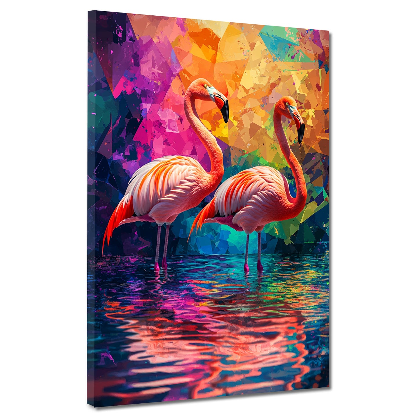 Quadro fenicotteri Pop Art colori acqua natura moderno