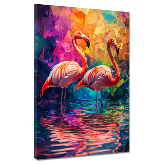 Quadro fenicotteri Pop Art colori acqua natura moderno