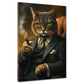 Quadro gatto carismatico in abito che fuma stile autorità lusso moderno