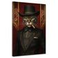 Quadro gatto elegante che fuma con cappello abito stile vintage moderno