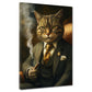 Quadro gatto elegante che fuma in abito successo potere moderno