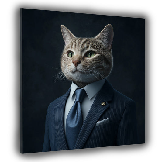 Quadro gatto elegante in abito business stile successo autorità moderno