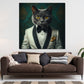 Quadro gatto elegante in smoking bianco stile lusso nobiltà moderno