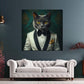 Quadro gatto elegante in smoking bianco stile lusso nobiltà moderno