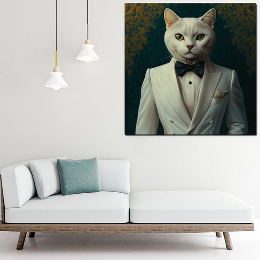 Quadro gatto elegante smoking stile classico moderno